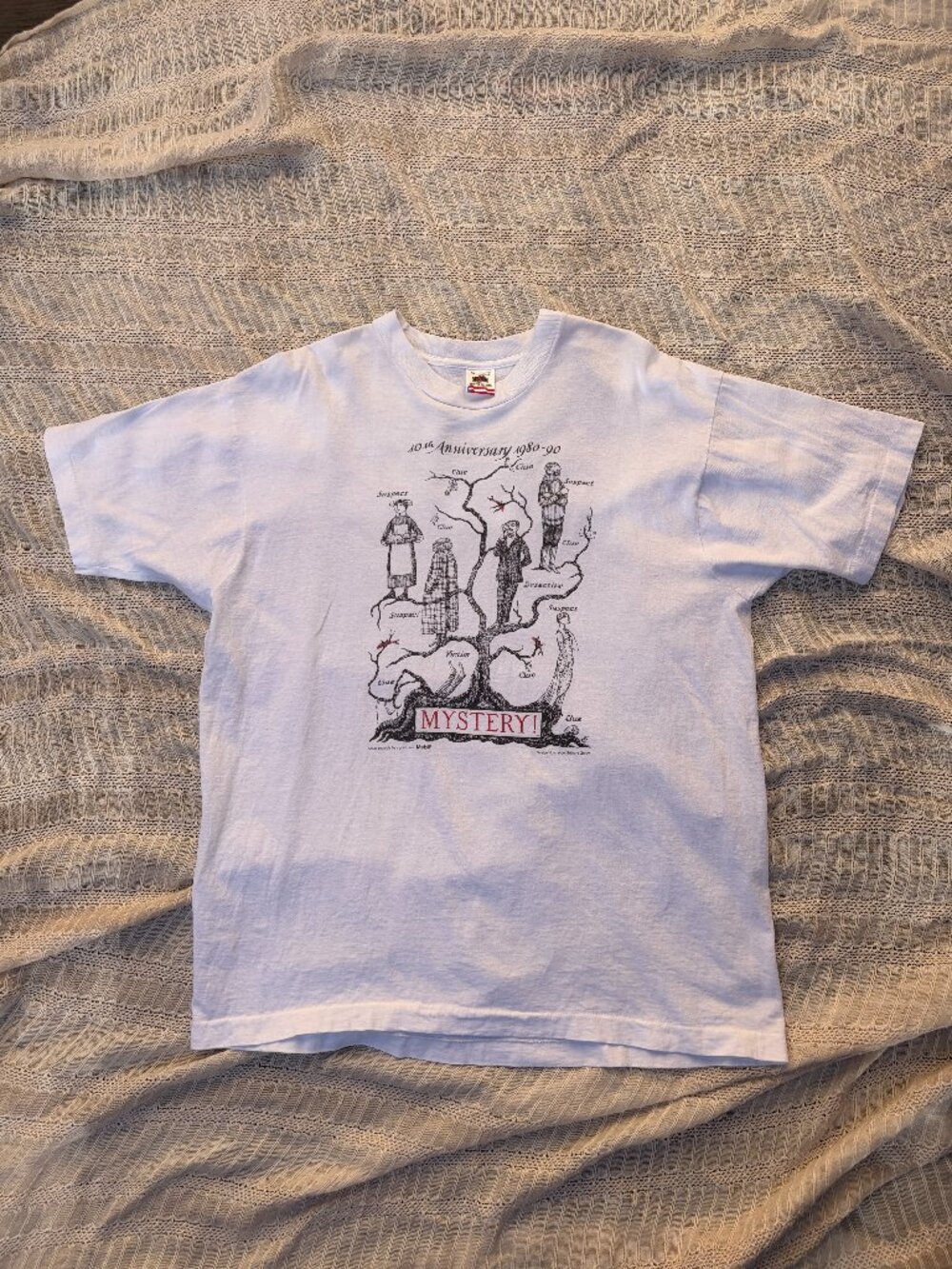Vintage 90s Edward Gorey Mystery Graphic Tee Made USA XL